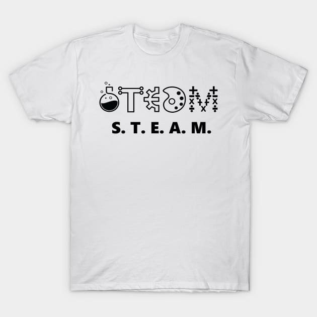 S.T.E.A.M Themed Design With Corresponding Icons T-Shirt by SpecializedDigital